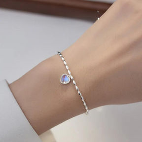 MODIAN 925 Sterling Silver Elegant Hearts Moonstone Minimalism Bracelets Trendy Simple Link Chain Bracelet For Women Jewelry