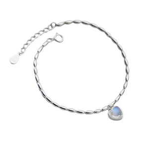 MODIAN 925 Sterling Silver Elegant Hearts Moonstone Minimalism Bracelets Trendy Simple Link Chain Bracelet For Women Jewelry