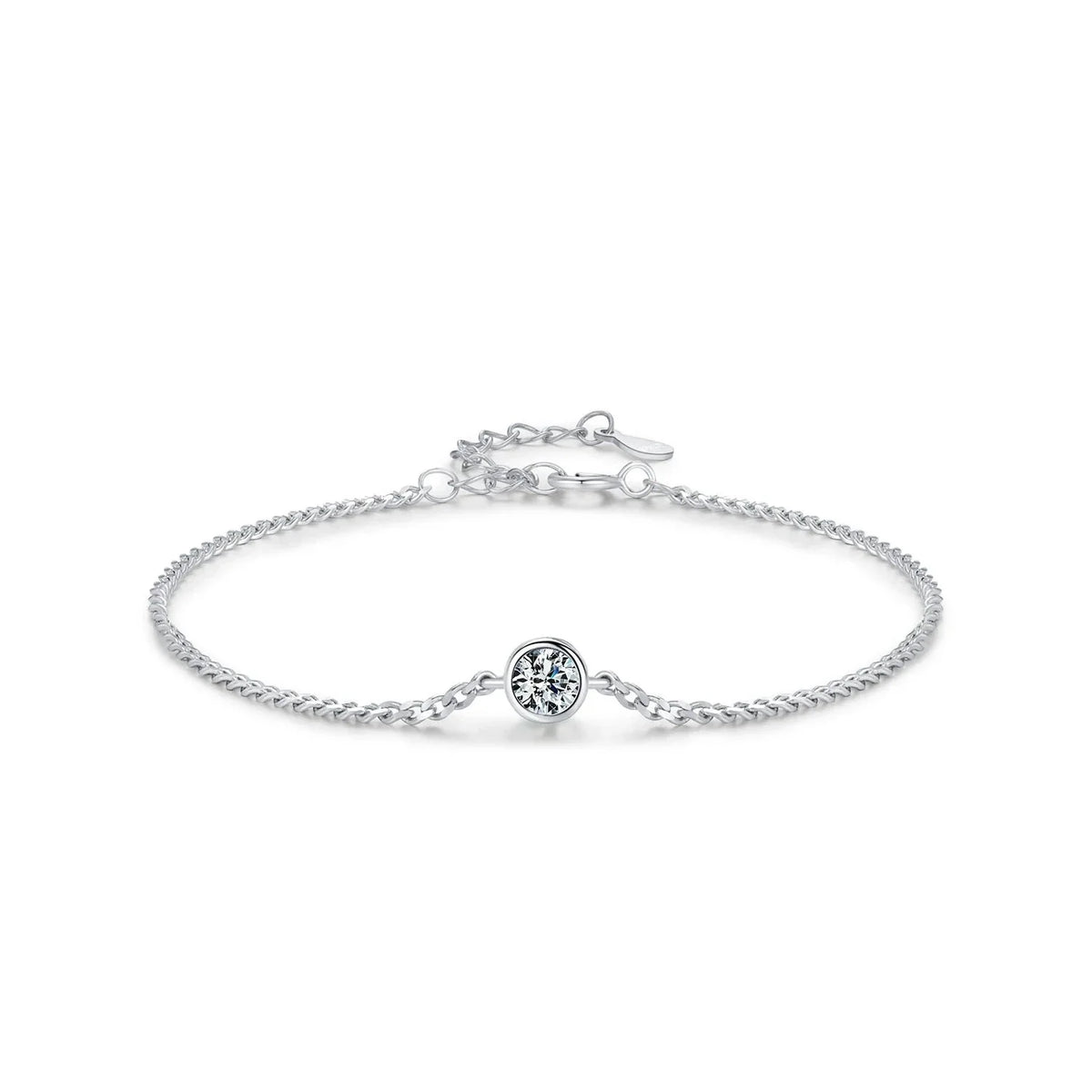 Pulseira de Prata Adornada com Moissanite