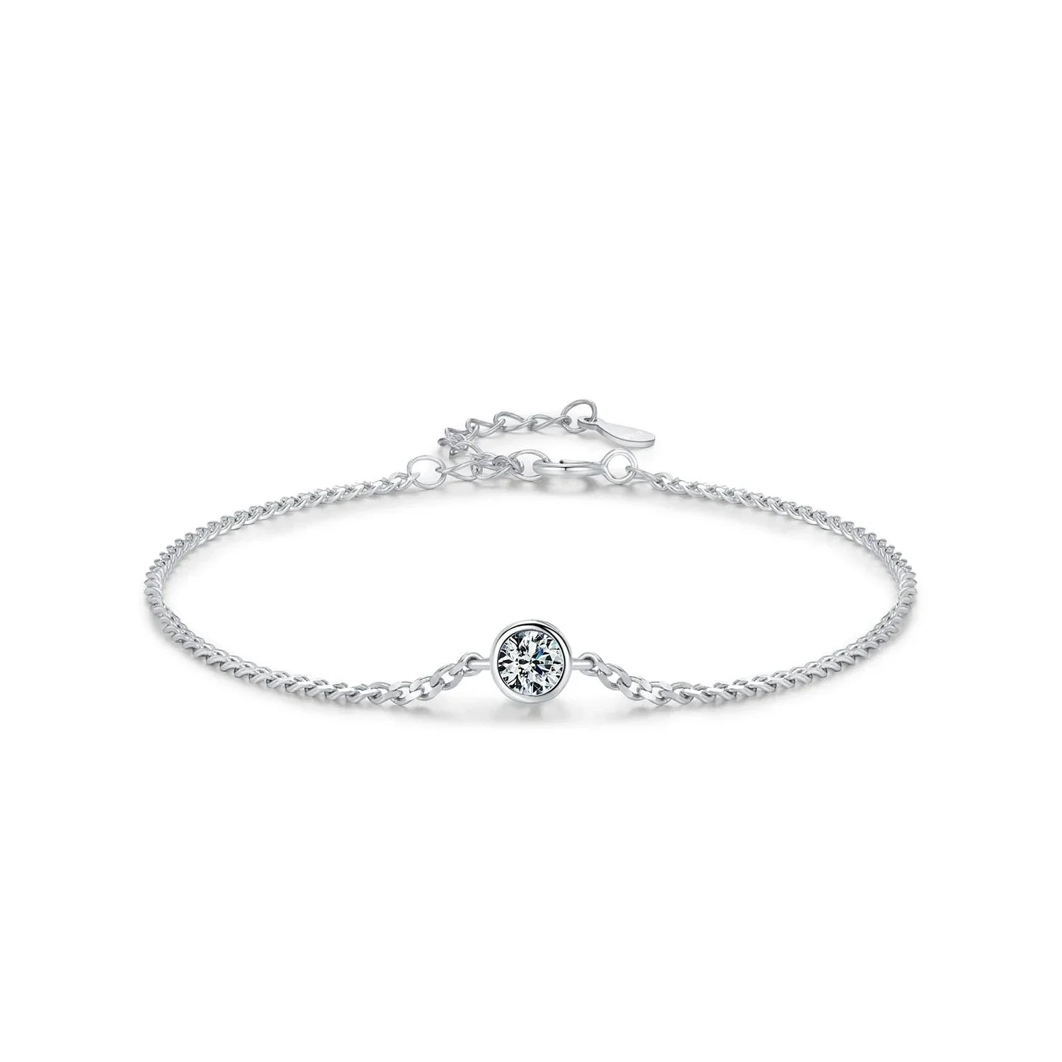 Pulseira de Prata Adornada com Moissanite