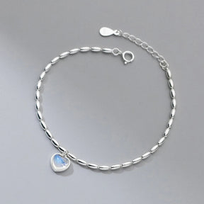 MODIAN 925 Sterling Silver Elegant Hearts Moonstone Minimalism Bracelets Trendy Simple Link Chain Bracelet For Women Jewelry